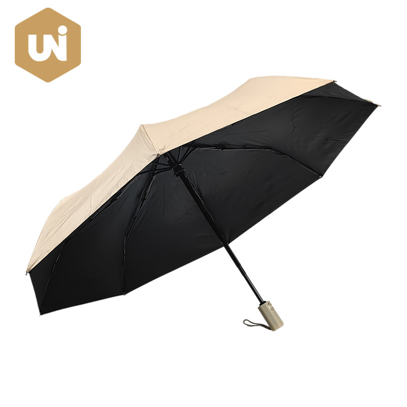 Folding Auto Open At Auto Close Black Coating Umbrella