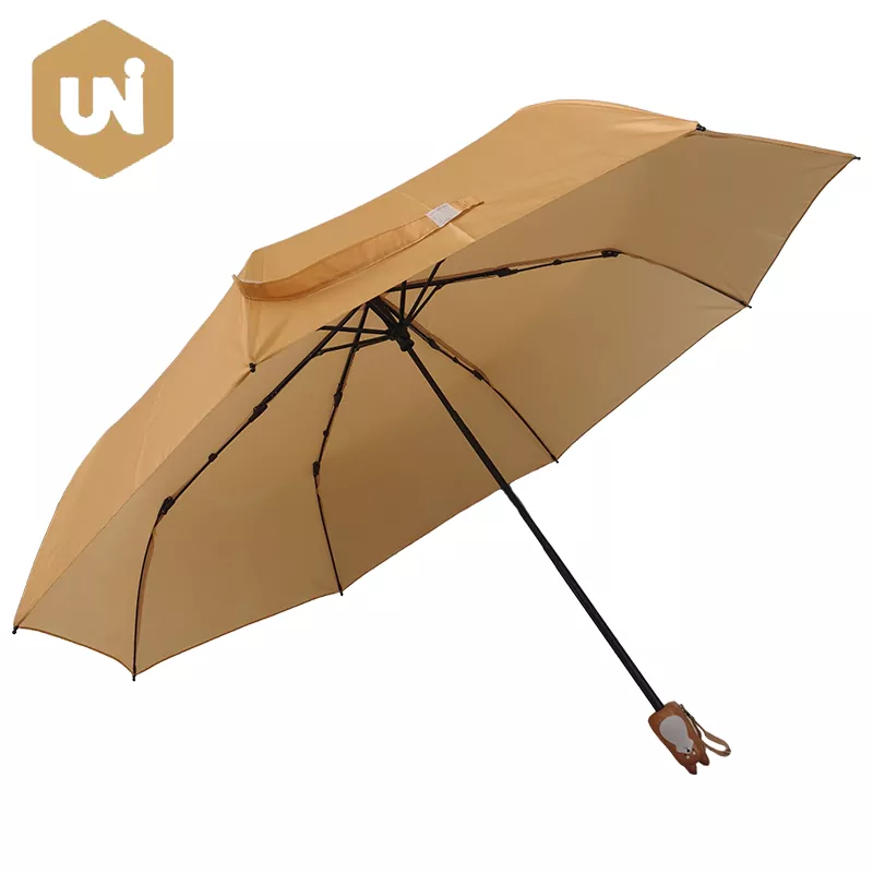 Shiba at Cat Wooden Handle Umbrella