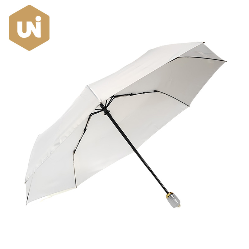 White Folding Auto Open At Auto Close Umbrella